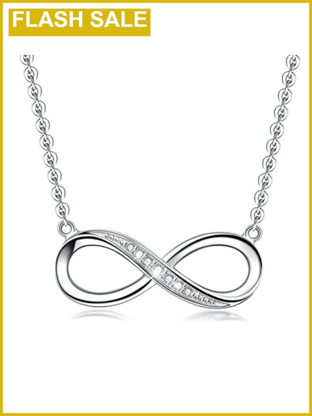 925 Sterling Silver Infinity Heart Pendant Necklace with Cubic Zirconia